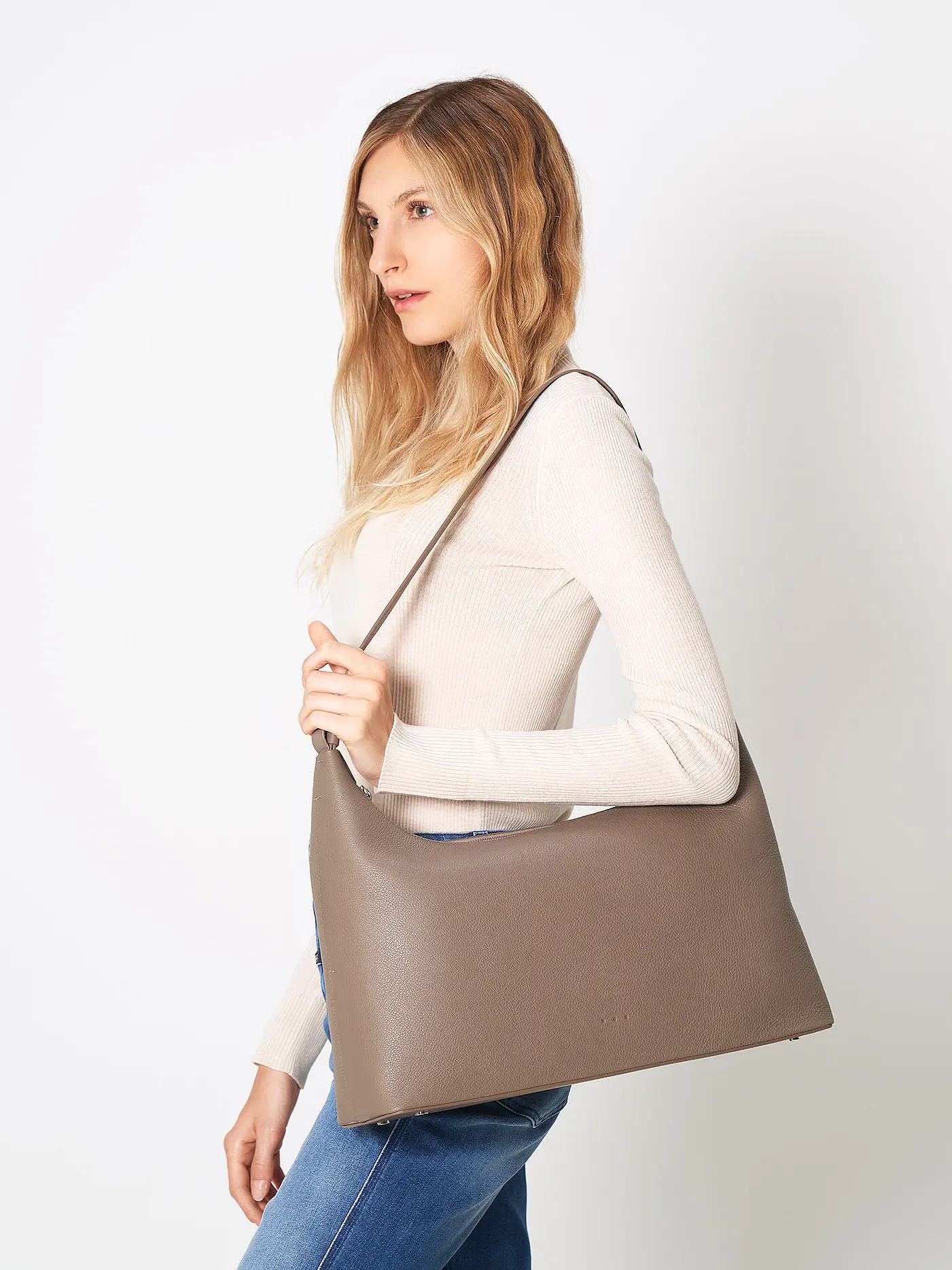 AESTHER EKME | Ledertasche - Hobo DUFFLE | grau